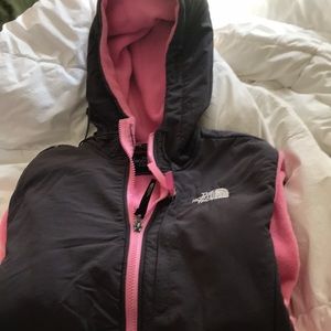 North face pink and gray coat